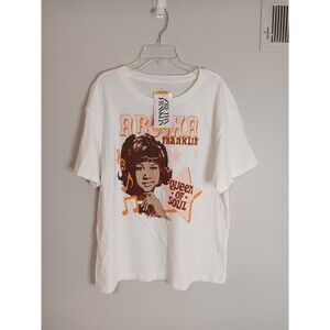 New Aretha Franklin Licensed Band Tee Shirt Queen Of Soul Sz Medium White